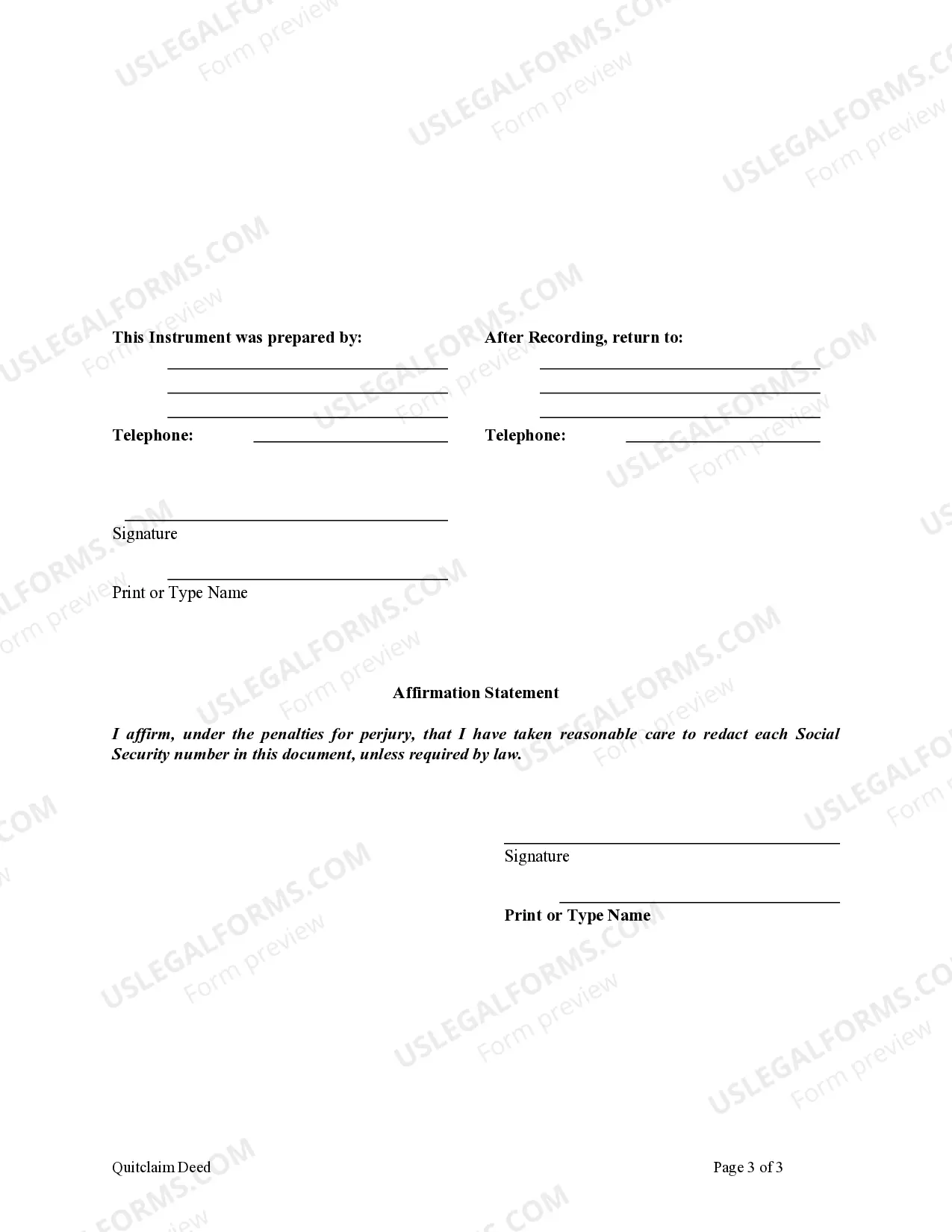 Preview Quitclaim Deed from Corporation to Individual