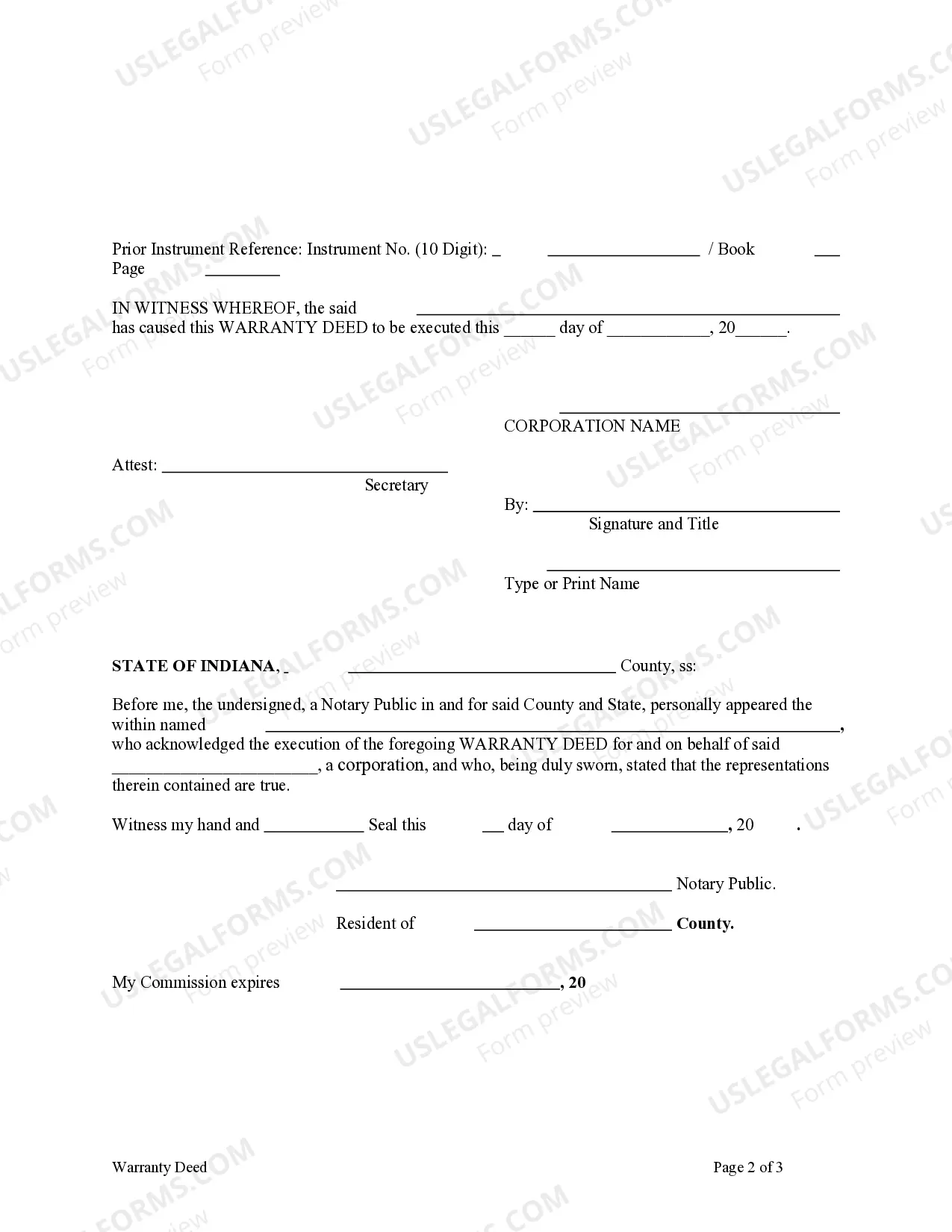 Preview Warranty Deed from Corporation to Individual