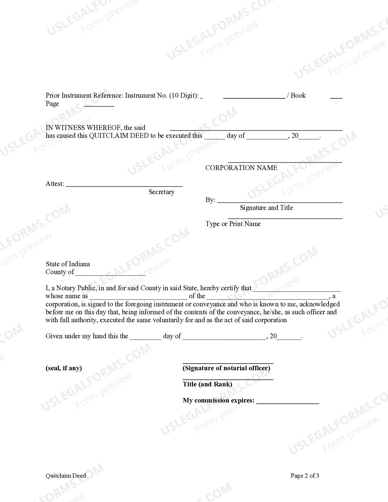 Preview Quitclaim Deed from Corporation to LLC