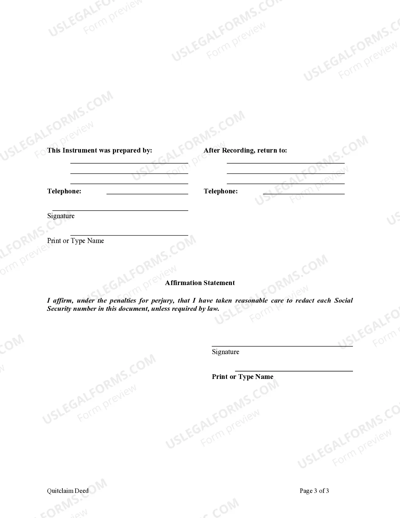 Preview Quitclaim Deed from Corporation to LLC