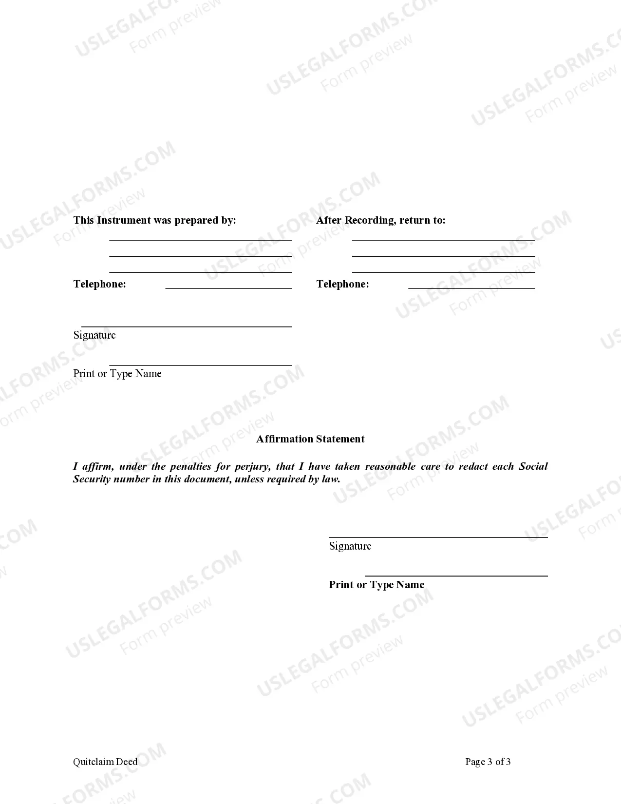 Preview Quitclaim Deed from Corporation to Corporation