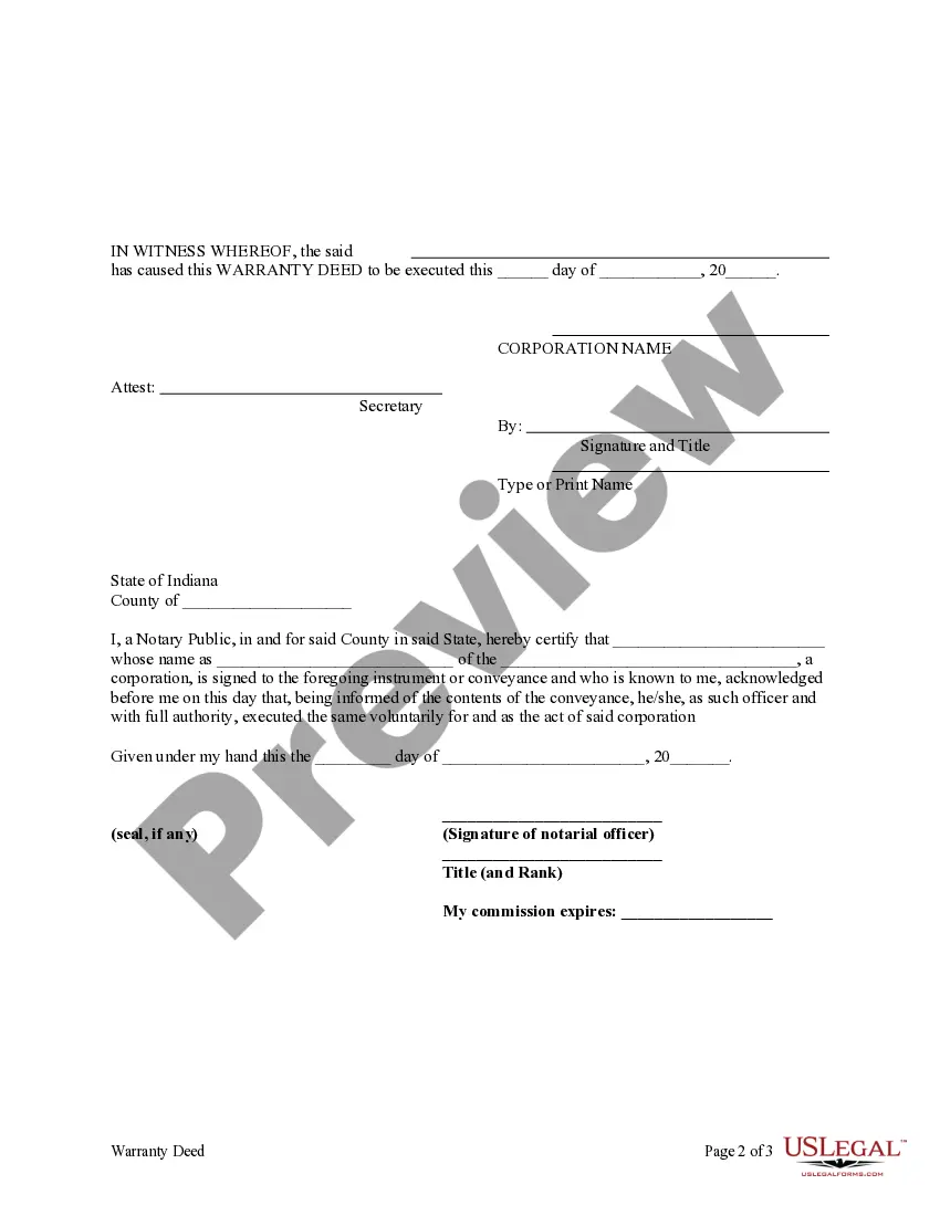 Preview Warranty Deed from Corporation to Corporation