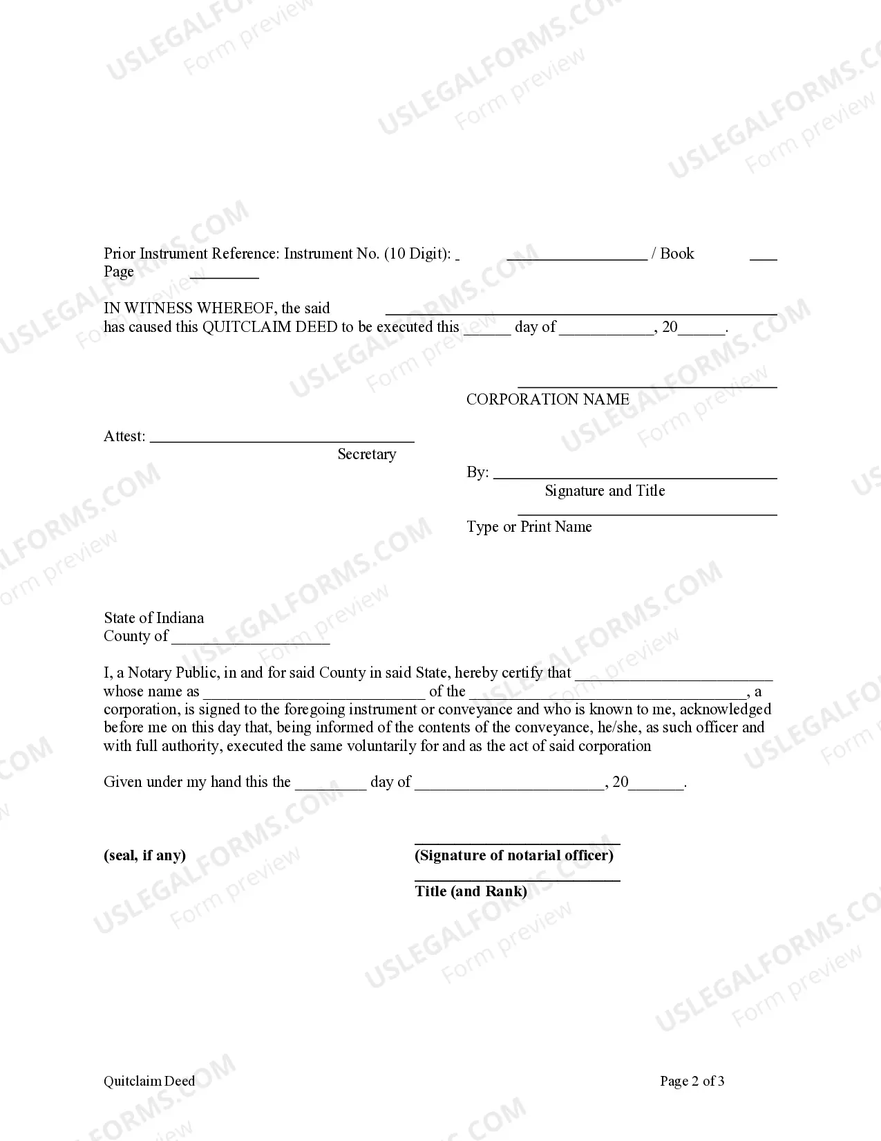 Preview Quitclaim Deed from Corporation to Two Individuals