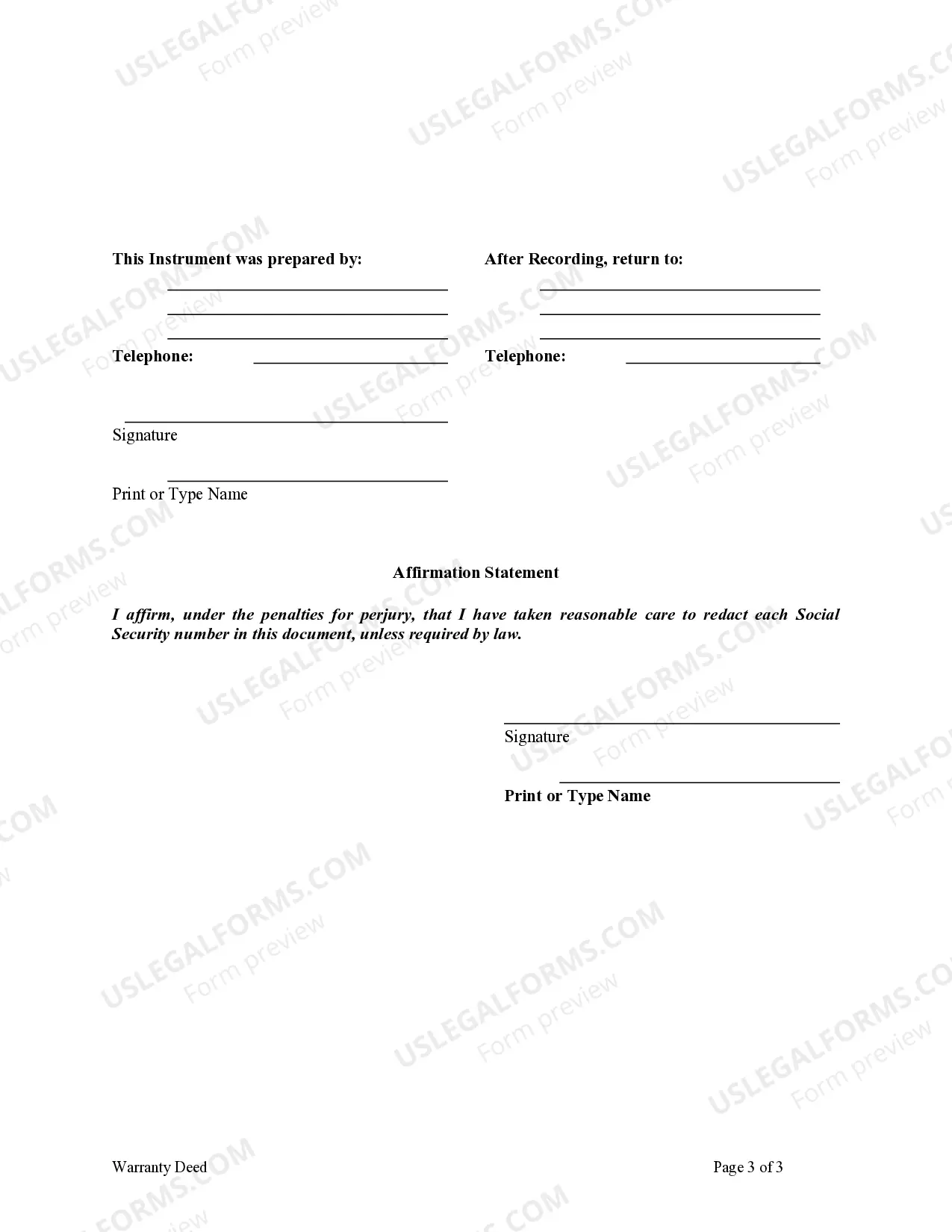 Preview Warranty Deed from Individual to a Trust