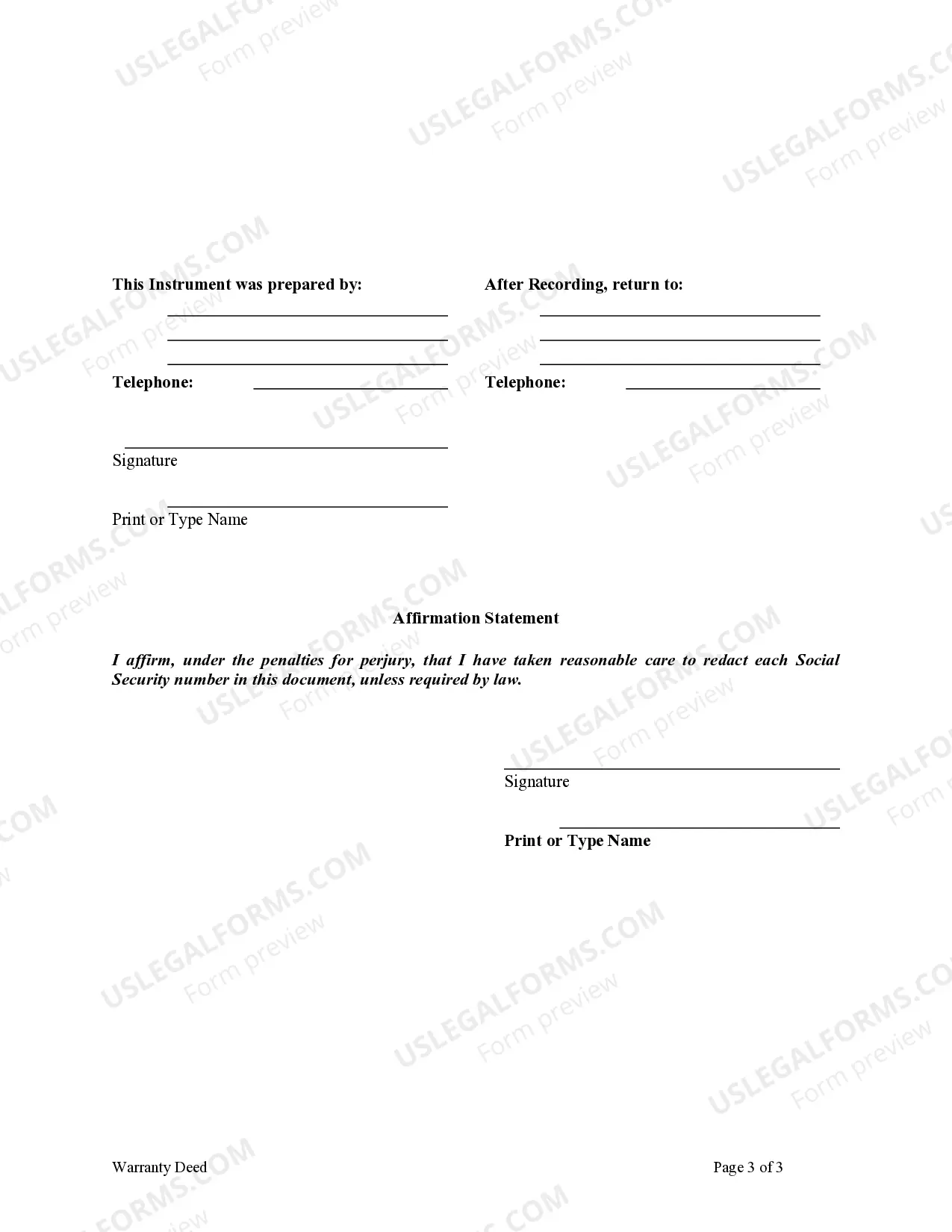 Preview Warranty Deed from Husband and Wife to a Trust