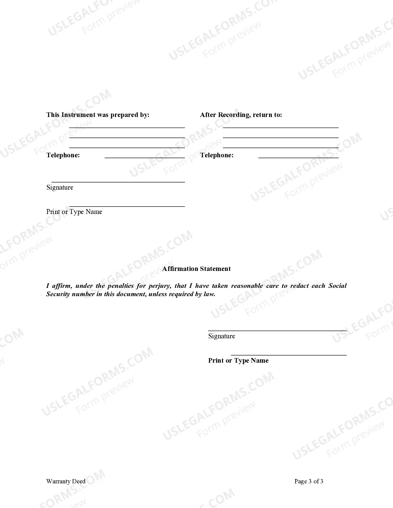 Preview Warranty Deed from Husband to Himself and Wife