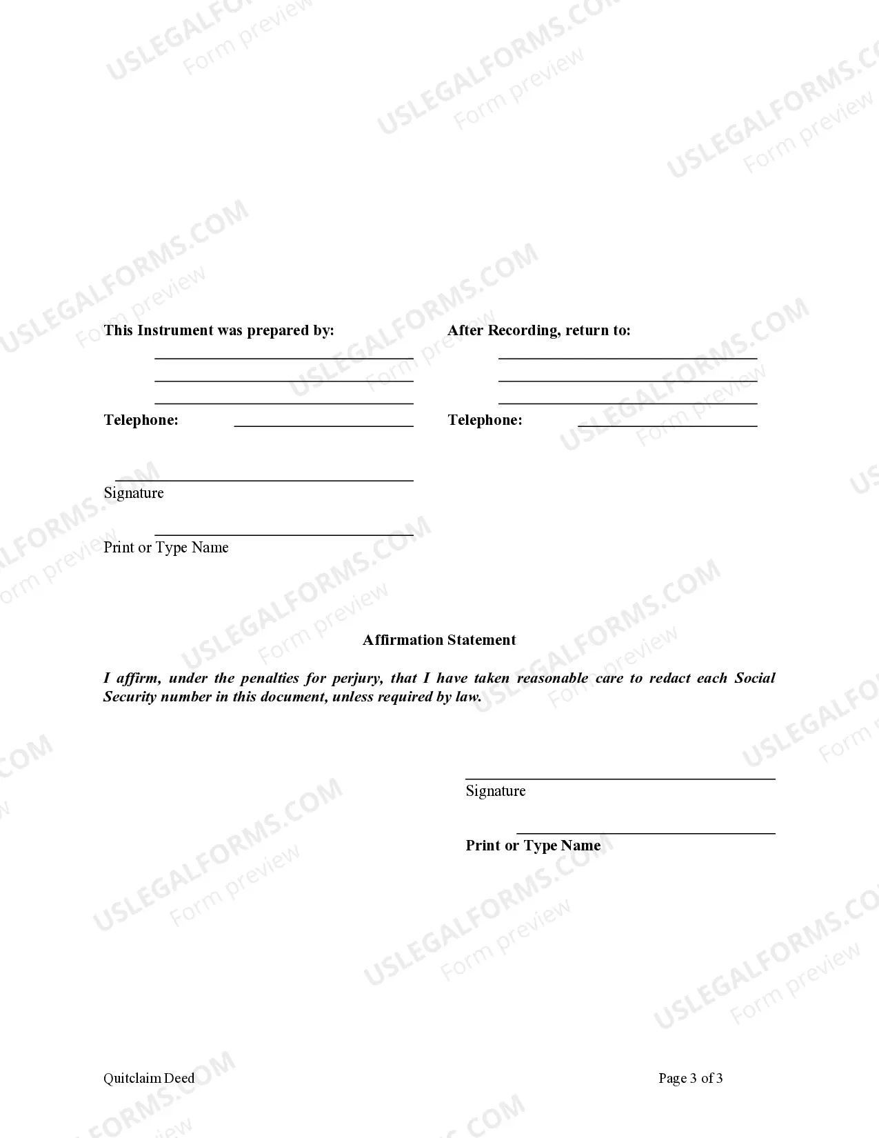 Preview Quitclaim Deed from Husband to Himself and Wife