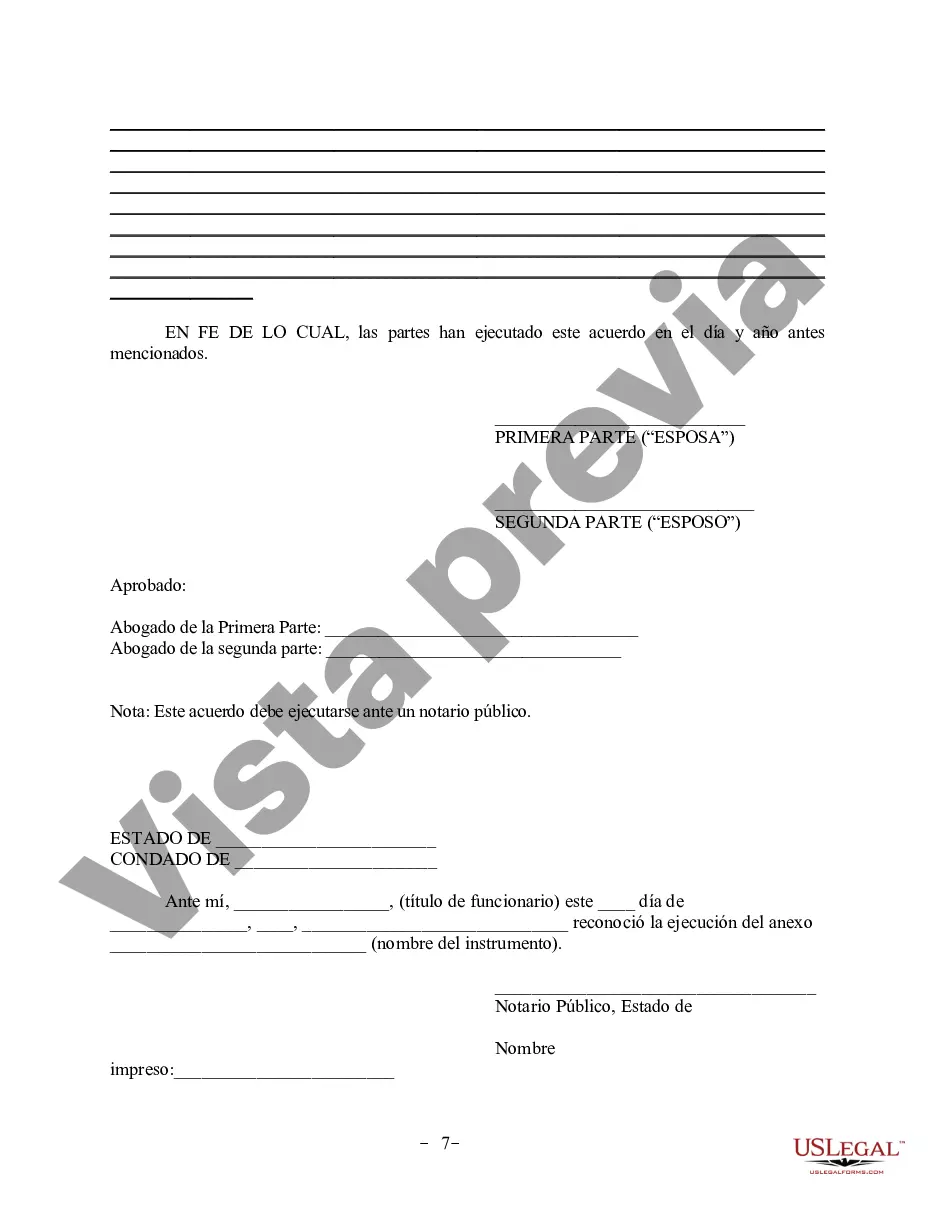Preview Acuerdo de propiedad posnupcial - Indiana