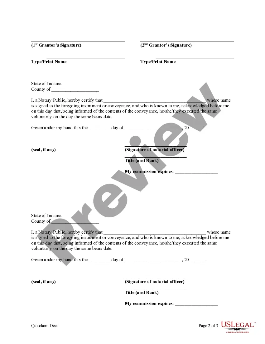 Preview Quitclaim Deed from Husband and Wife to an Individual