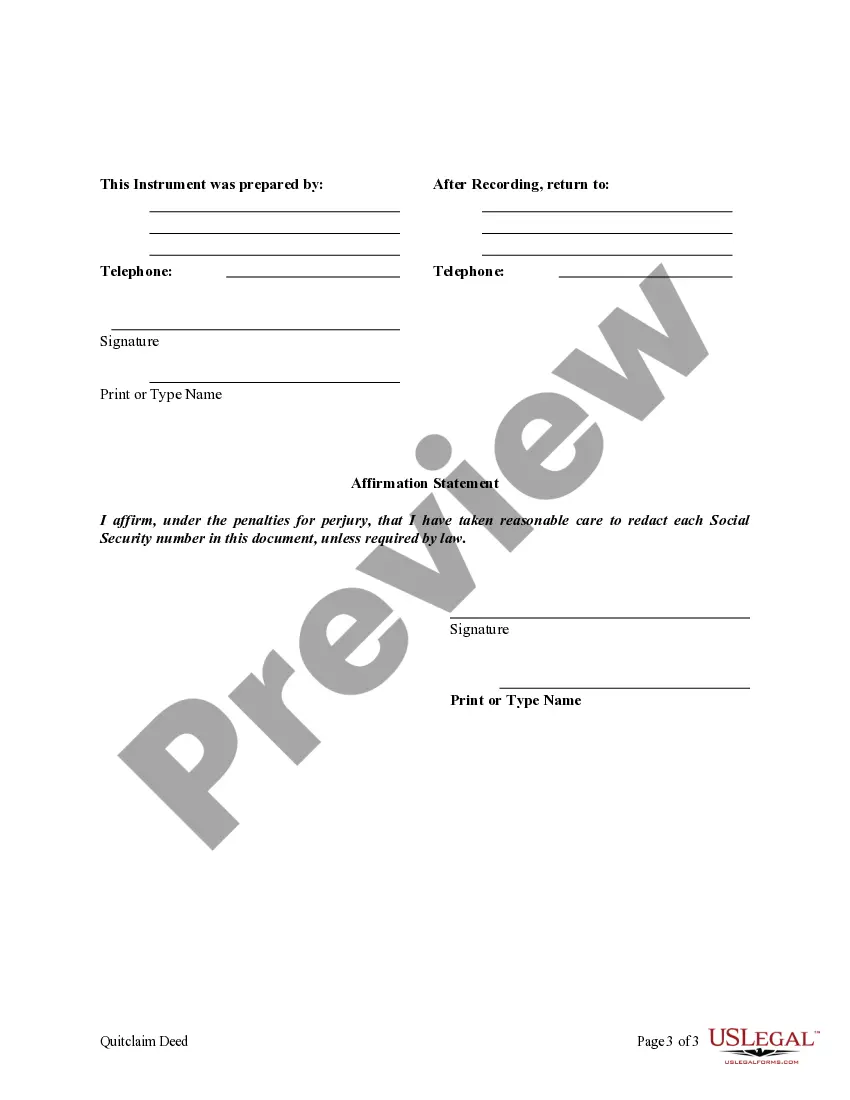 Preview Quitclaim Deed from Husband and Wife to an Individual