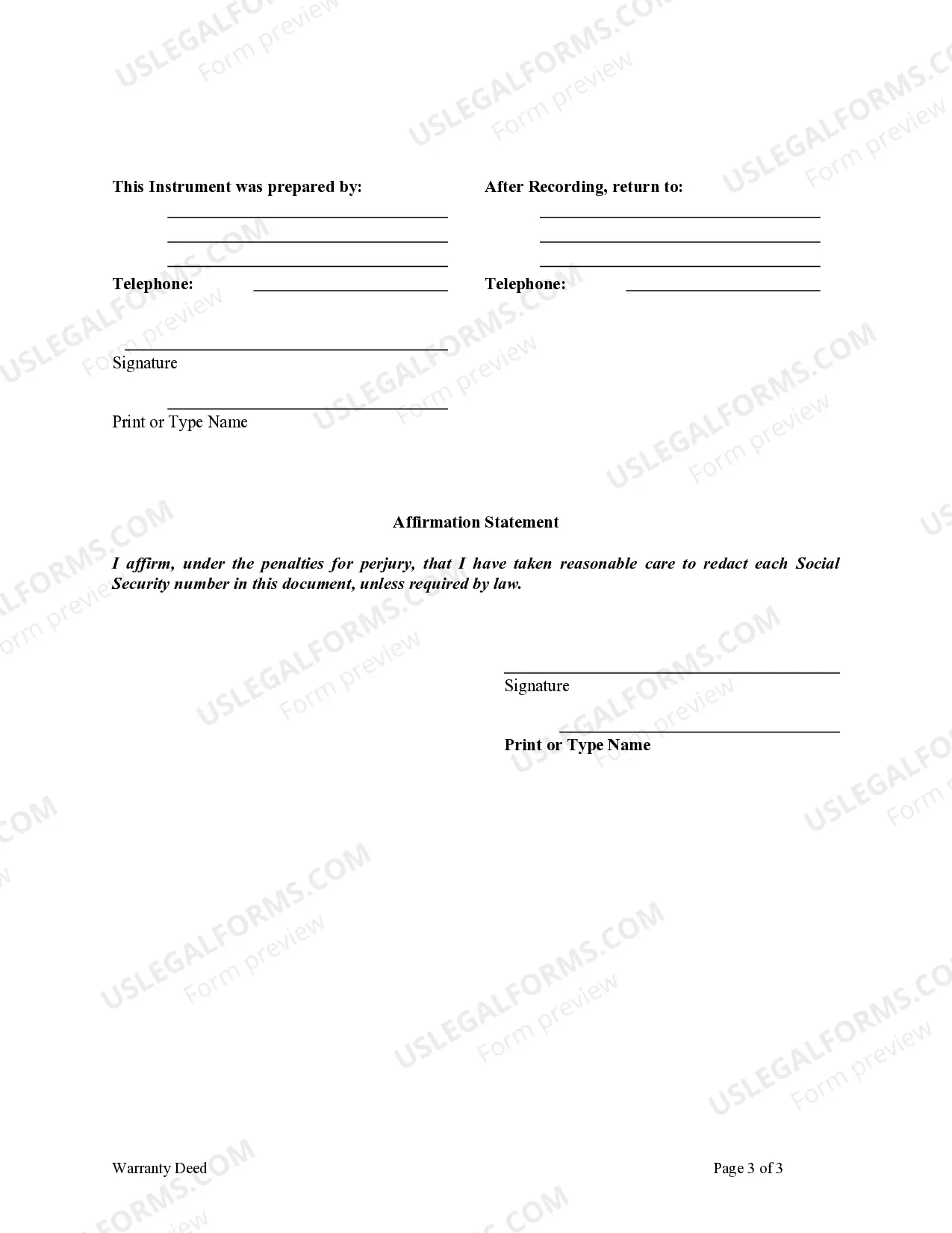 Preview Warranty Deed from Husband and Wife to an Individual