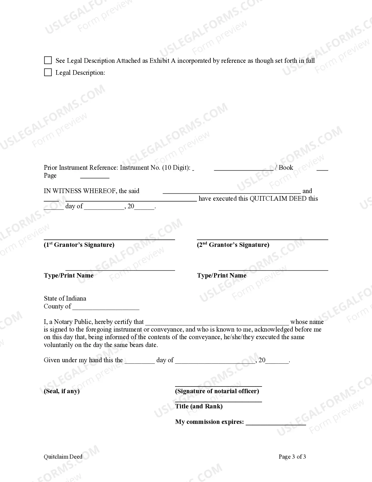 Preview Quitclaim Deed - Two Individuals to Three Individuals