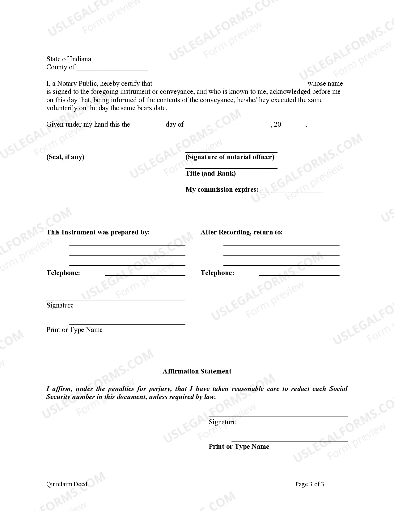 Preview Quitclaim Deed - Two Individuals to Three Individuals