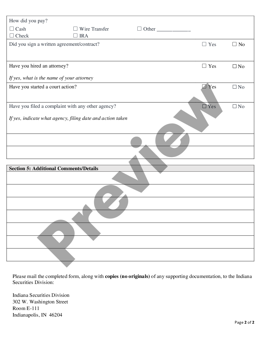 page 1 Securities Investment Complaint Form preview