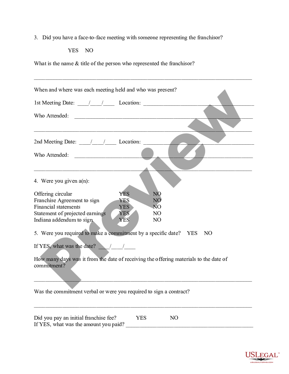 page 1 Franchise Complaint Form preview