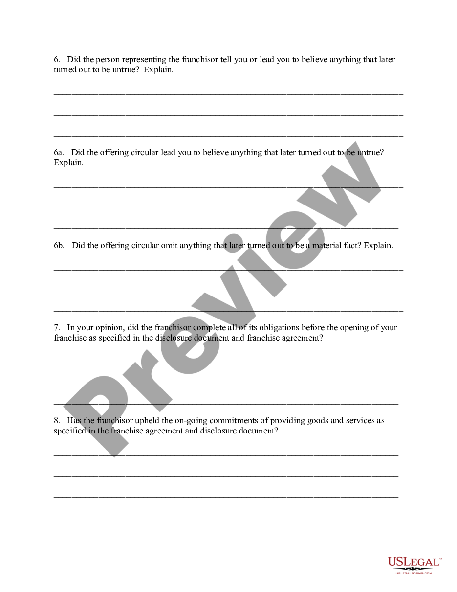 page 2 Franchise Complaint Form preview