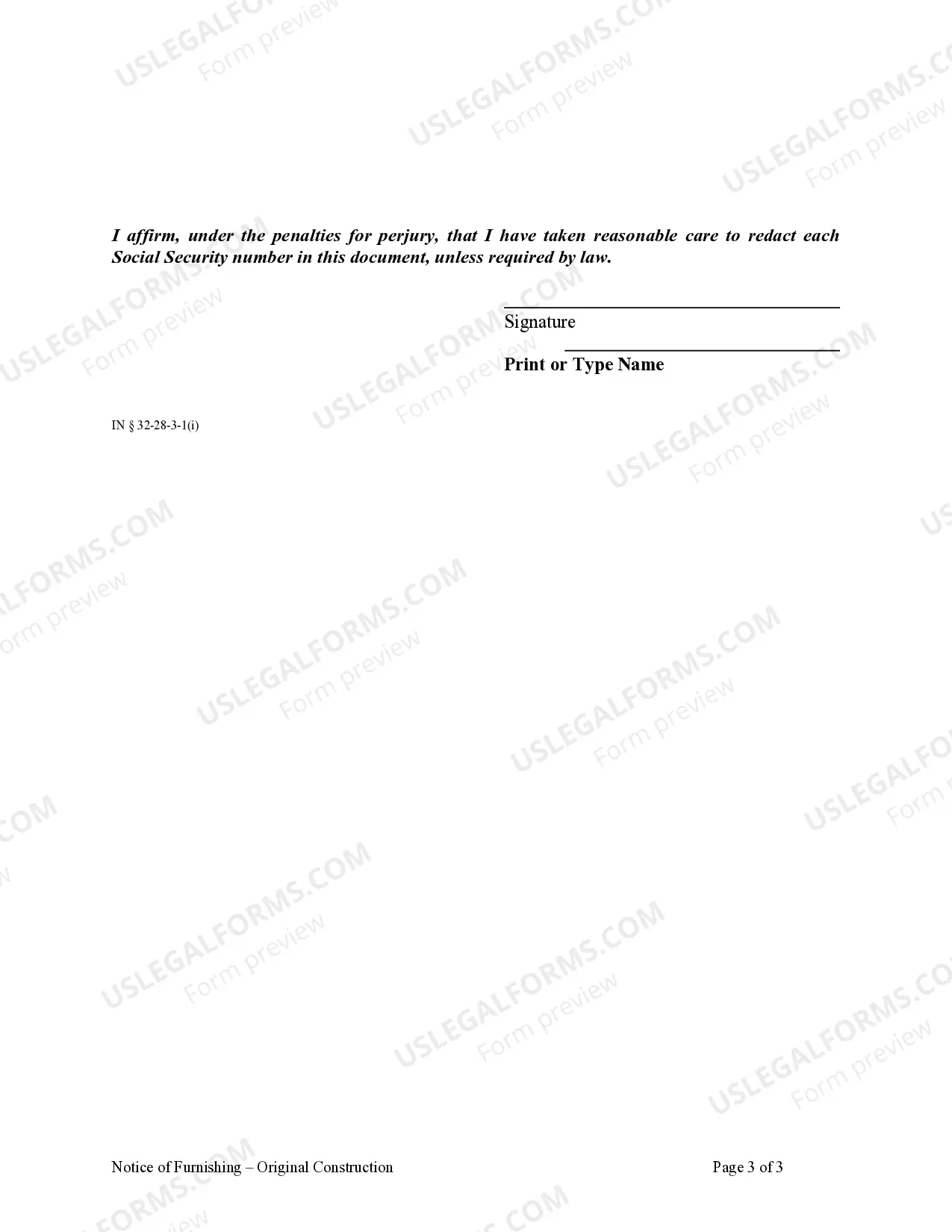 Preview Notice of Furnishing - Original Construction - Individual