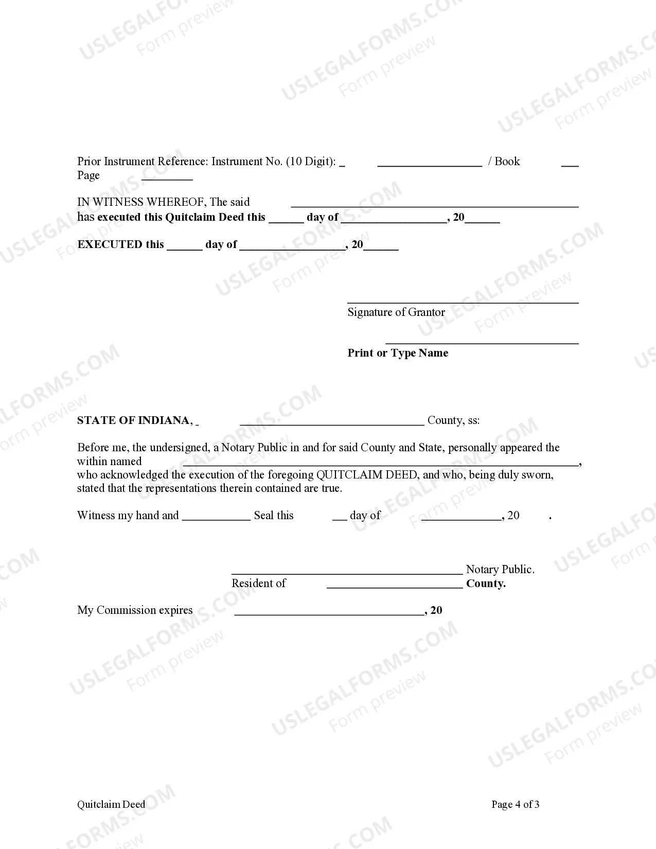 Preview Quitclaim Deed from Individual to Individual