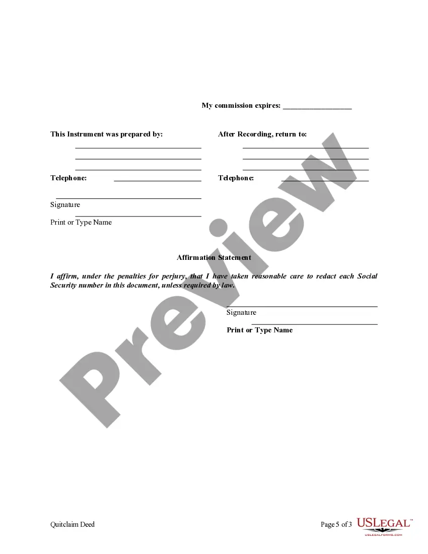 Preview Quitclaim Deed - Individual Grantor acting through an attorney in fact to Husband and Wife or Two Individuals as Grantees.