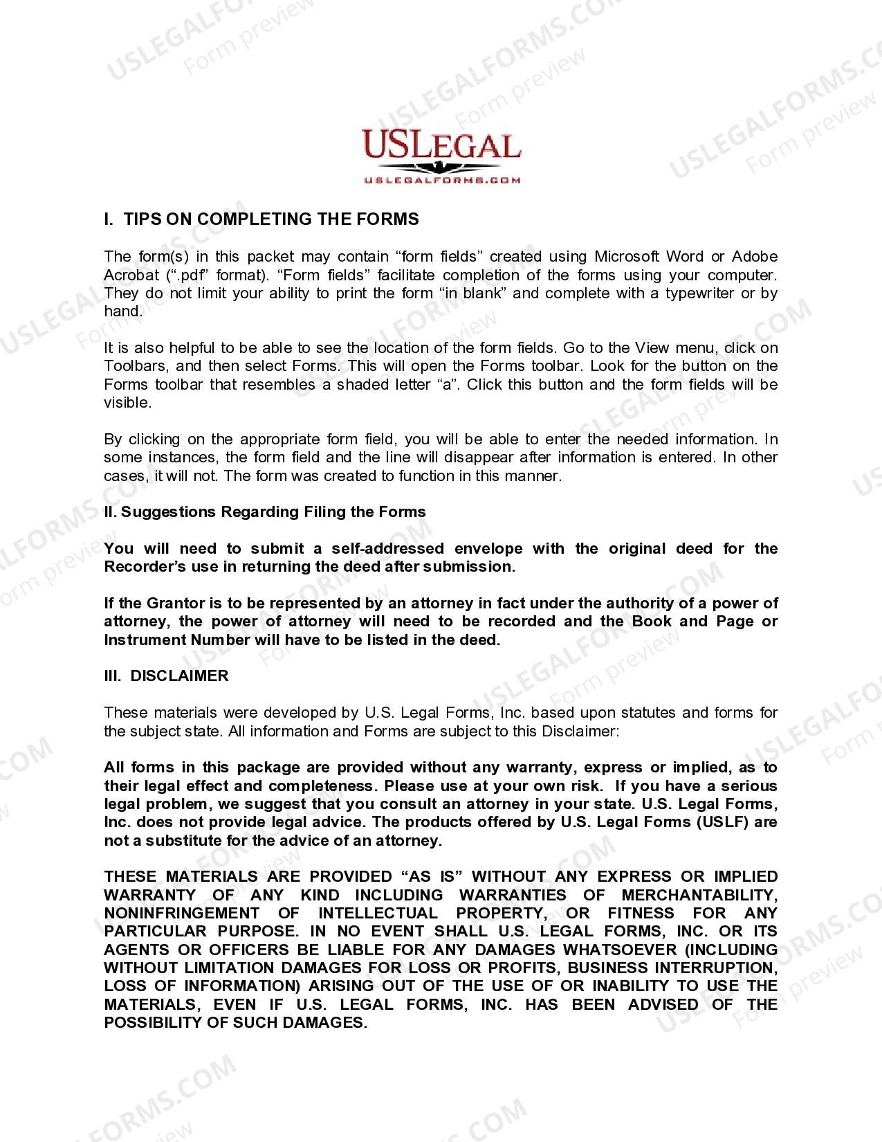 Indiana Warranty Deed Individual Grantor, acting through an attorney