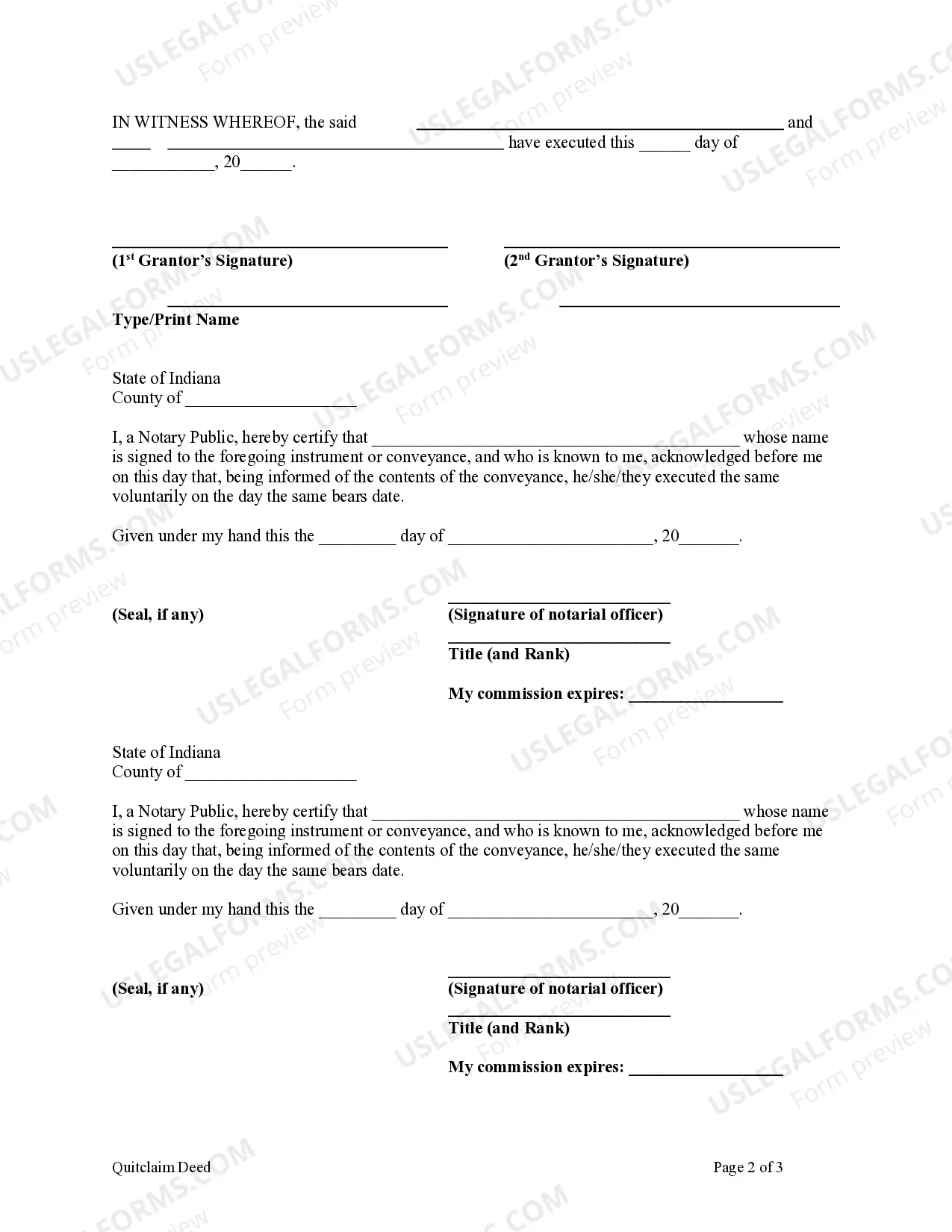 Preview Quitclaim Deed - Two Individuals to One Individual