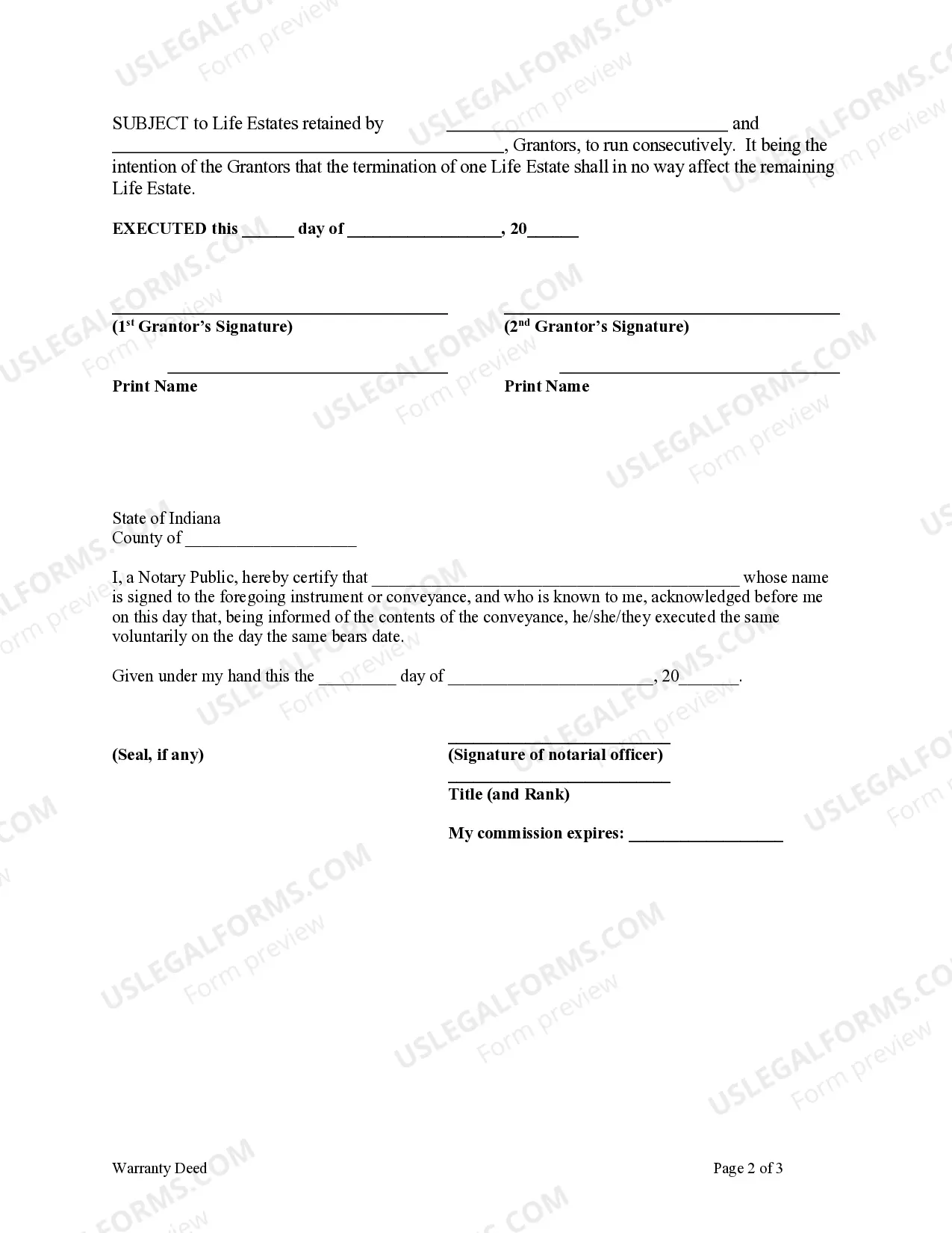 Preview Warranty Deed to Child Reserving a Life Estate in the Parents