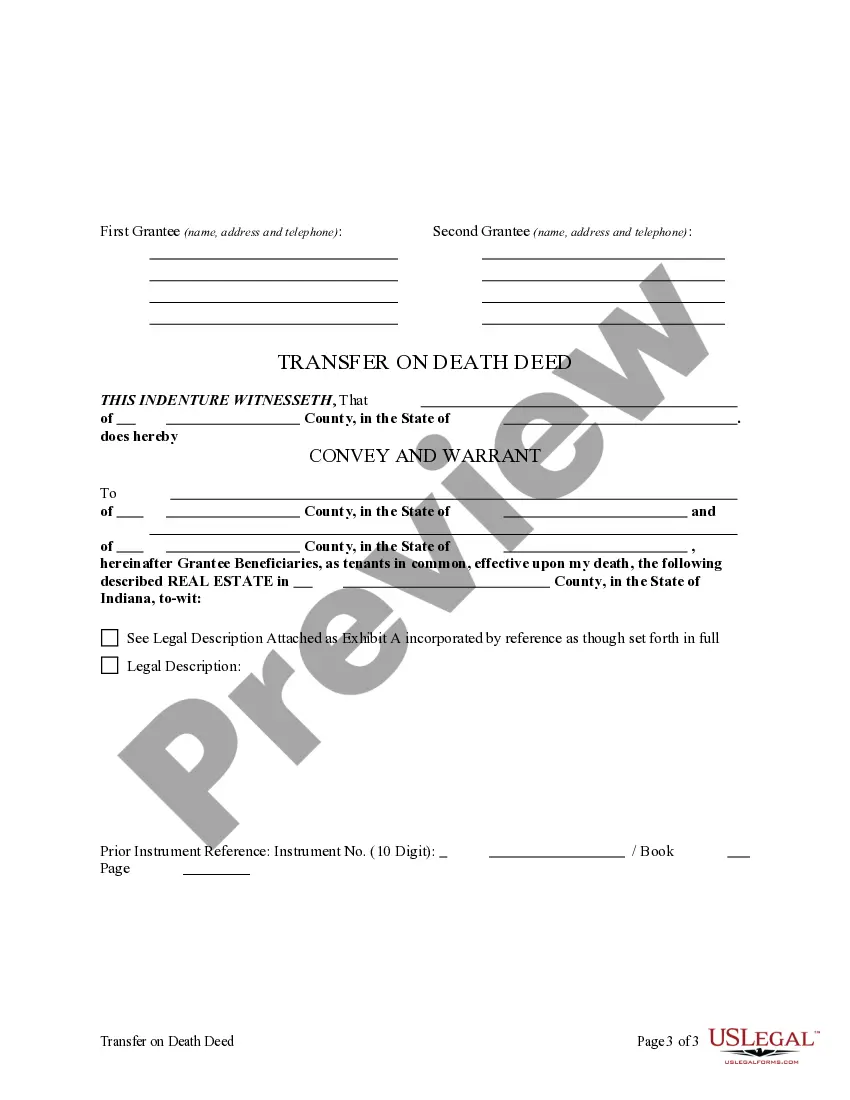 Preview Transfer on Death Deed - TOD from Individual to Two Individuals