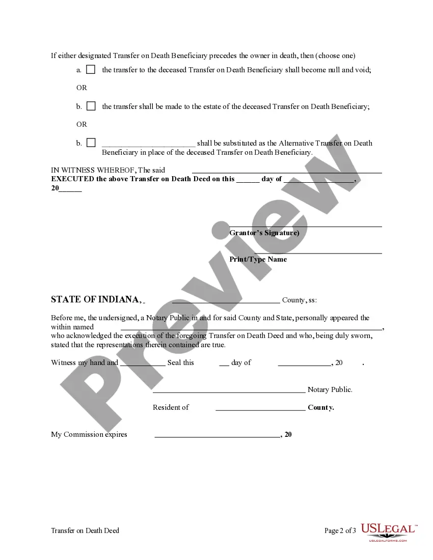 Preview Transfer on Death Deed - TOD from Individual to Two Individuals