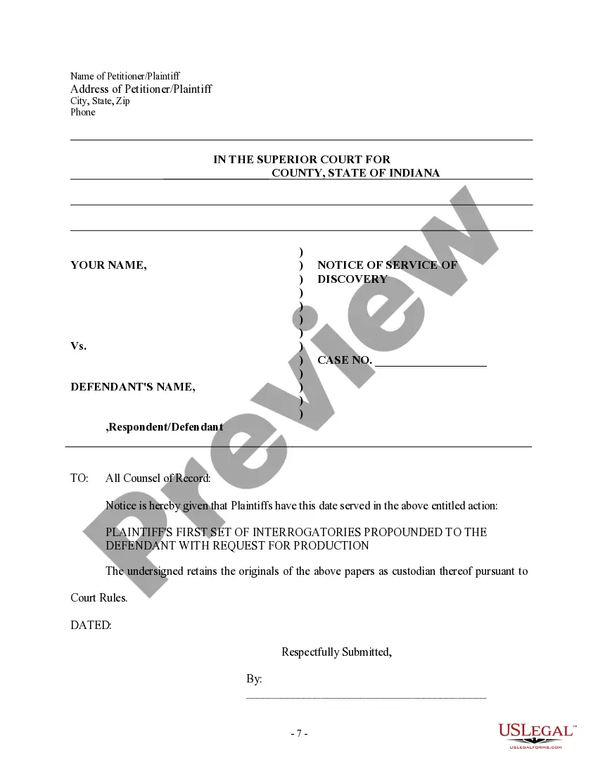 Preview Discovery Interrogatories from Plaintiff to Defendant with Production Requests