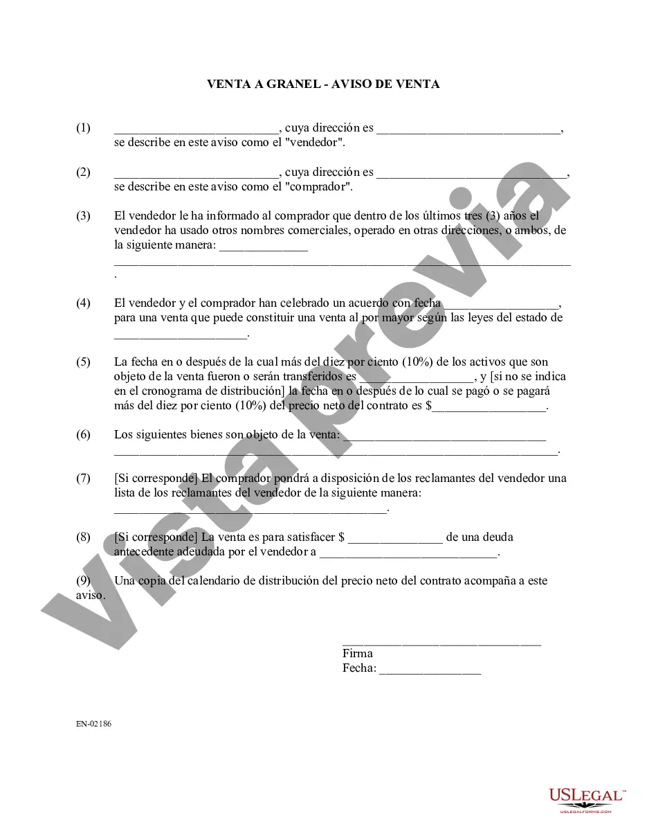 Preview Venta al por mayor - Aviso de venta