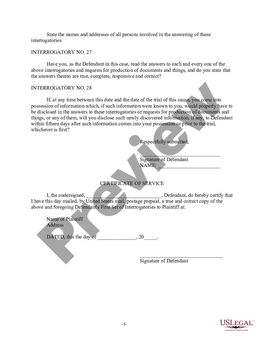 Indiana discovery interrogatories from defendant to plaintiff with