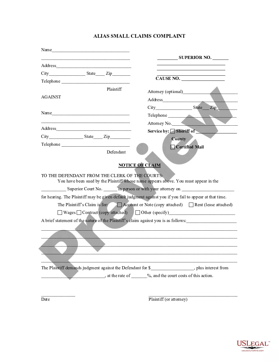 Indiana Notice of Claim Printable Court Forms US Legal Forms
