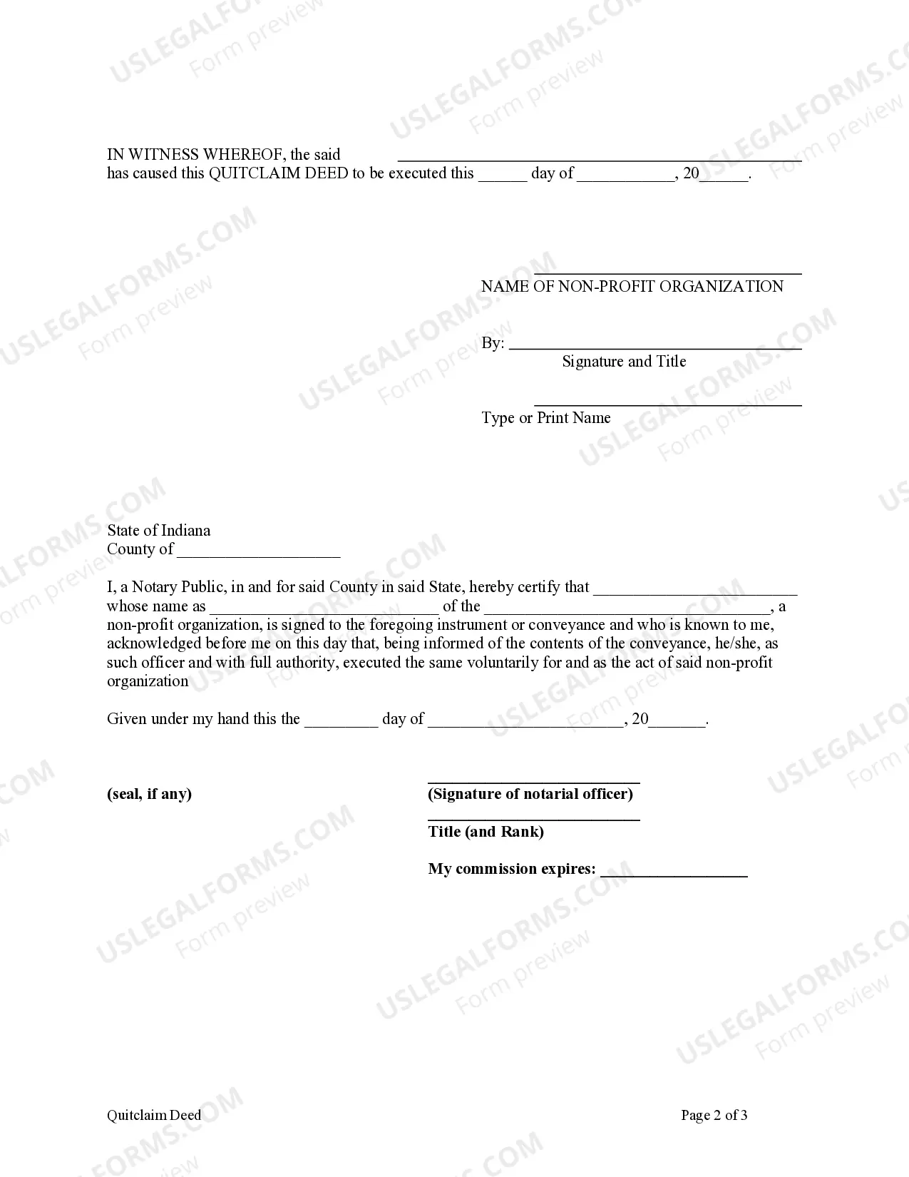 Preview Quitclaim Deed - Non-Profit Organization to an Individual