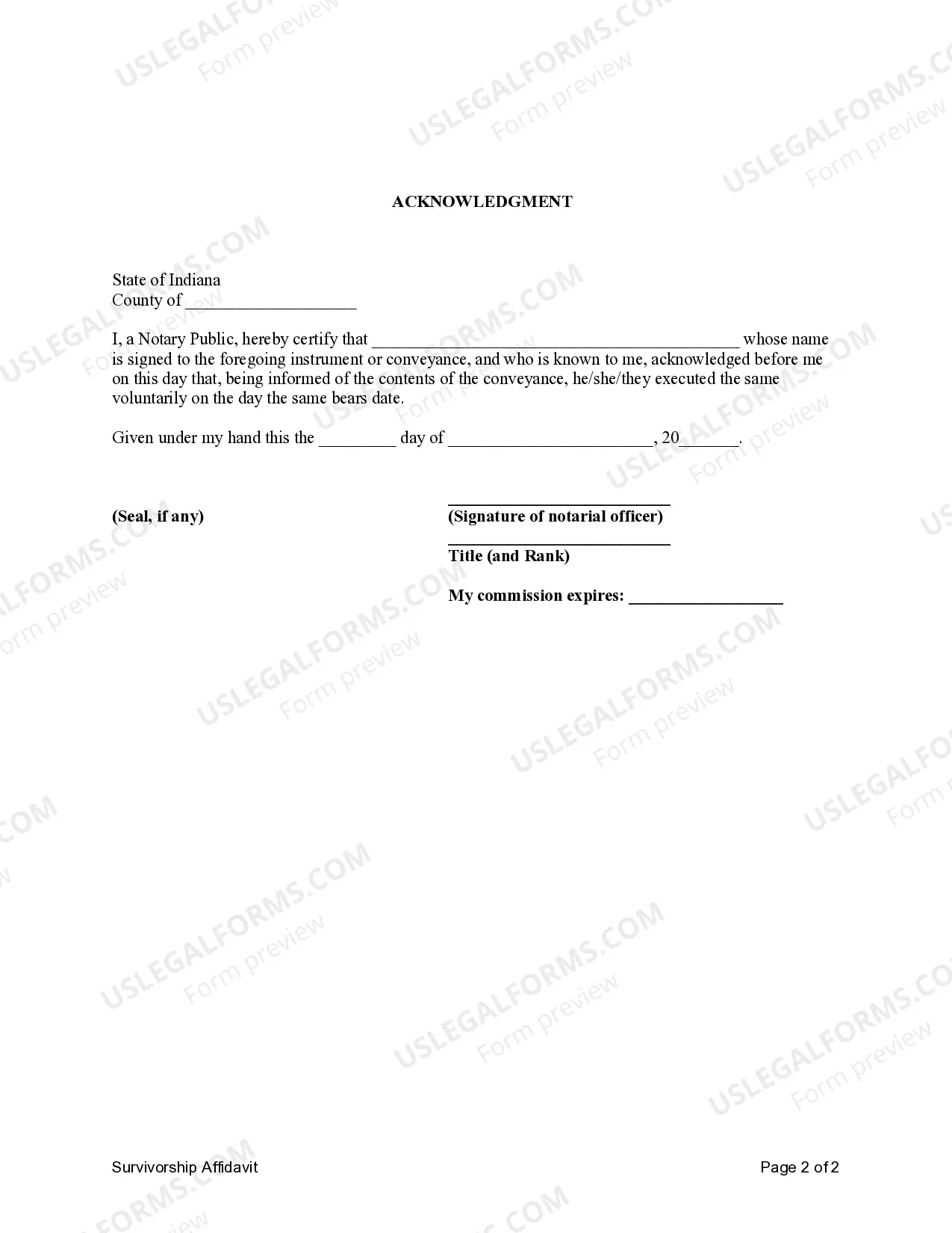 Preview Survivorship Affidavit