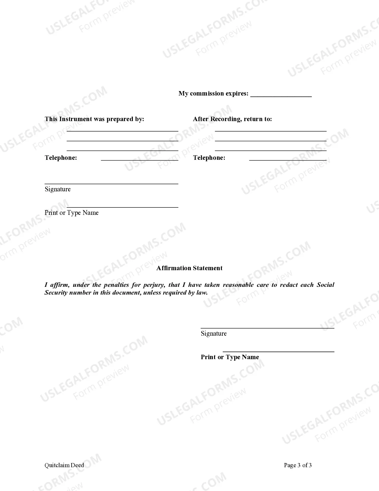 Preview Quitclaim Deed - Limited Liability Company to Limited Liability Company