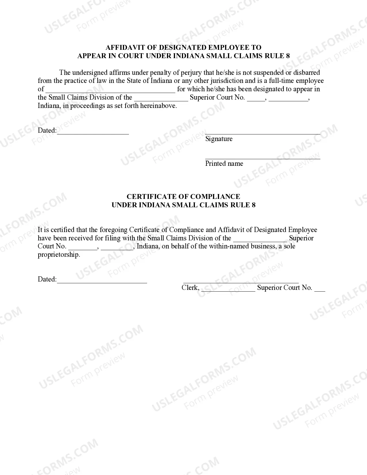 Preview Certificate of Compliance - Sole Proprietorship