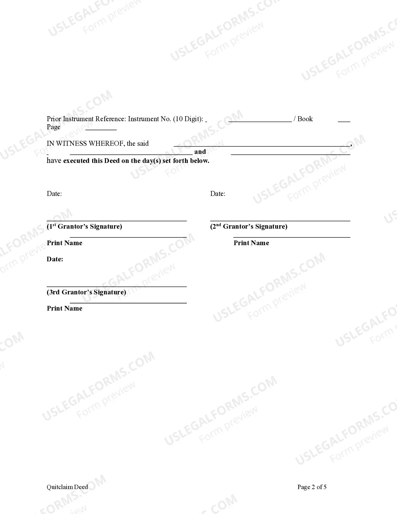 Preview Quitclaim Deed - Three Grantors to One Grantee