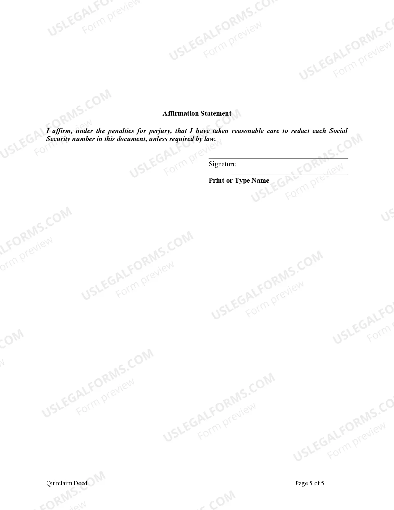 Preview Quitclaim Deed - Three Grantors to One Grantee