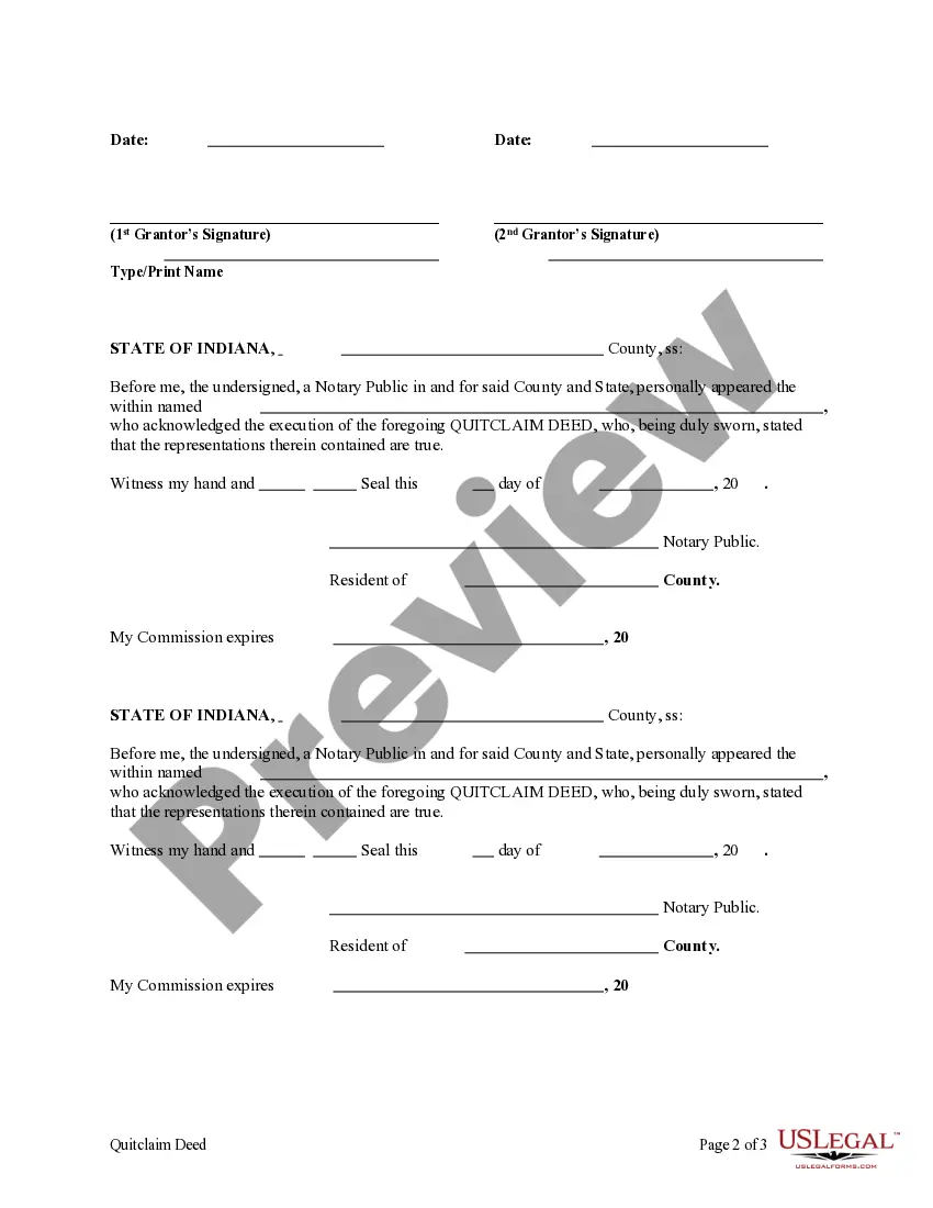 Preview Quitclaim Deed from Two Individuals / Husband and Wife to Four Individuals