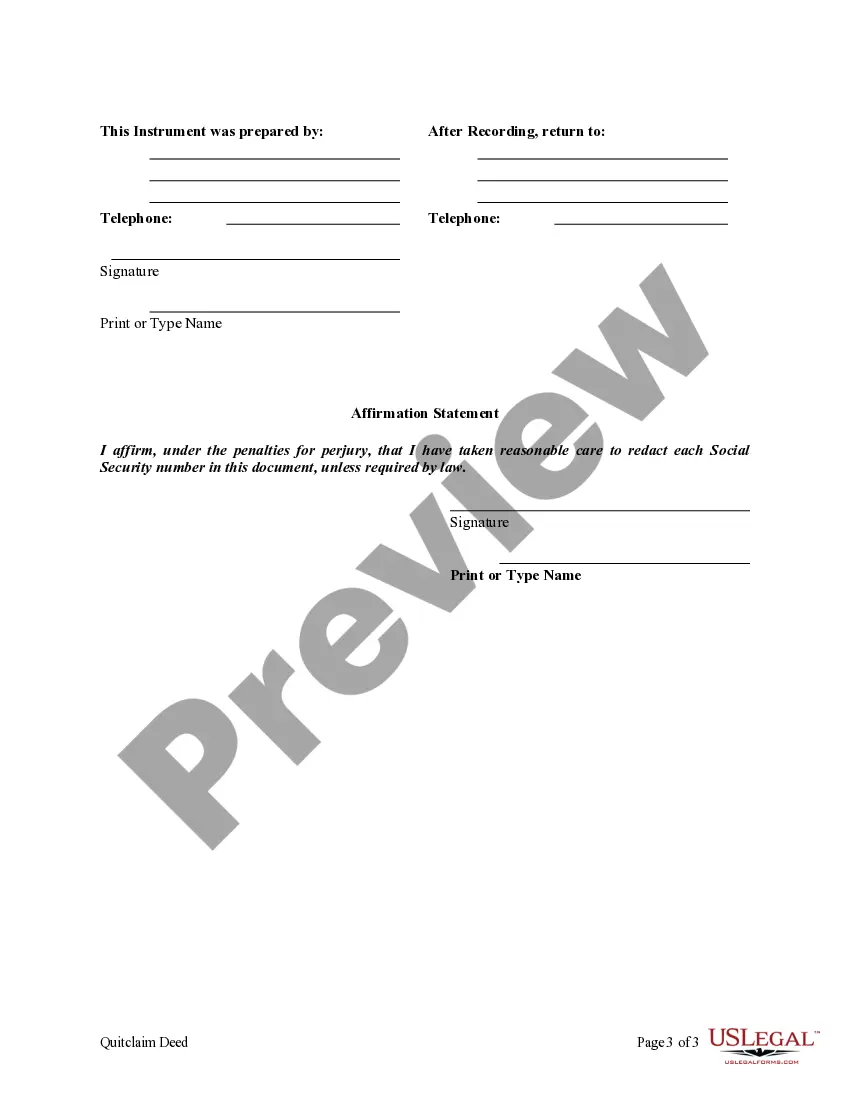 Preview Quitclaim Deed from Two Individuals / Husband and Wife to Four Individuals