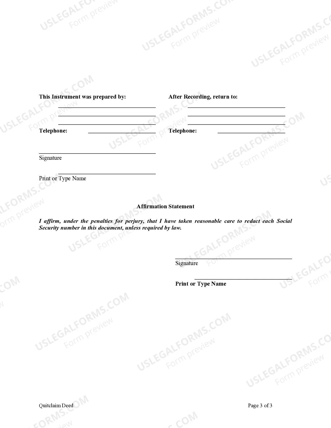 Preview Quitclaim Deed from a Limited Liability Company to a Corporation
