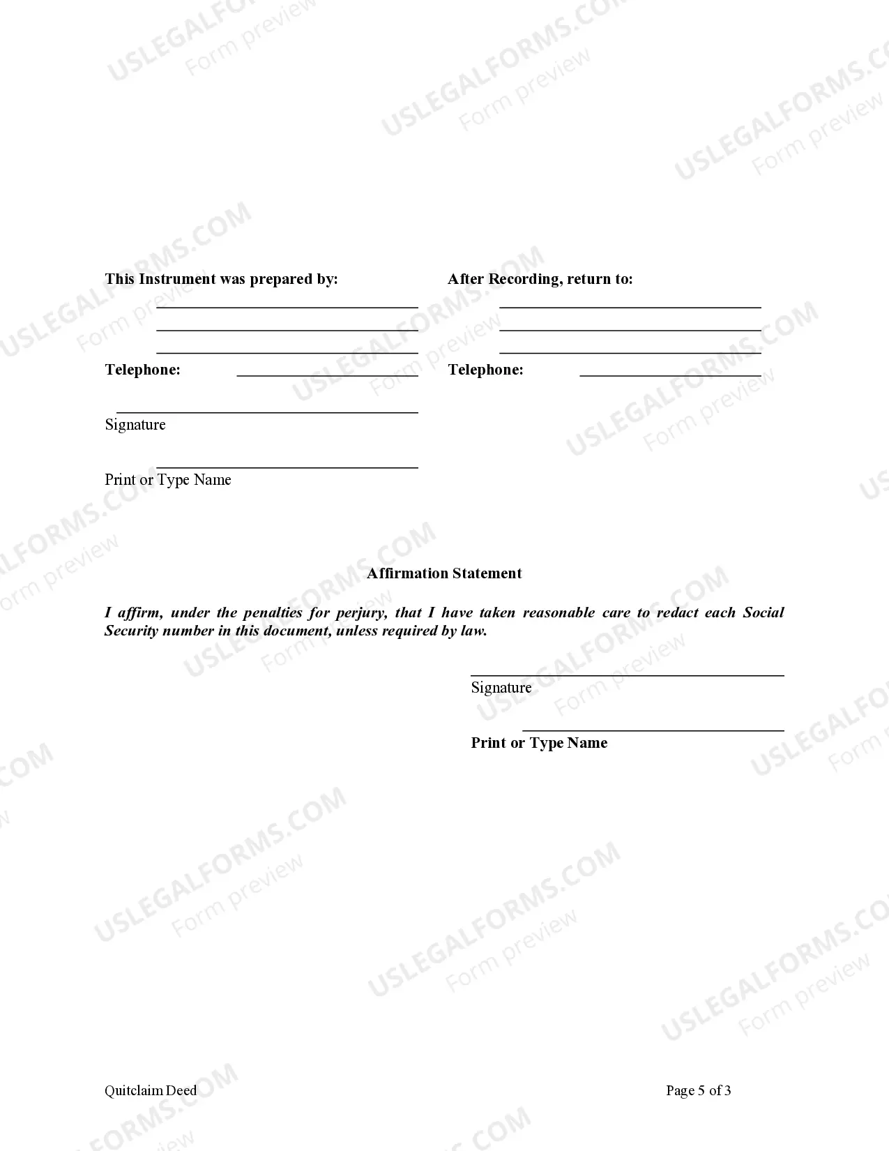 Preview Quitclaim Deed from Individual to Two Individuals in Joint Tenancy