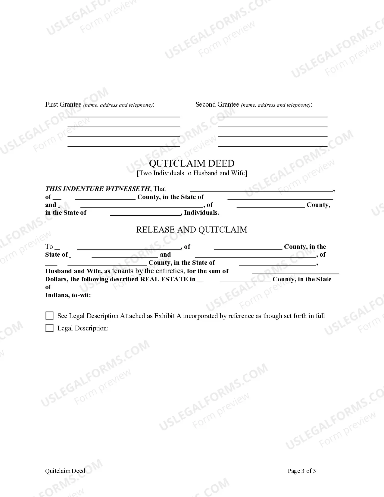 Preview Quitclaim Deed by Two Individuals to Husband and Wife