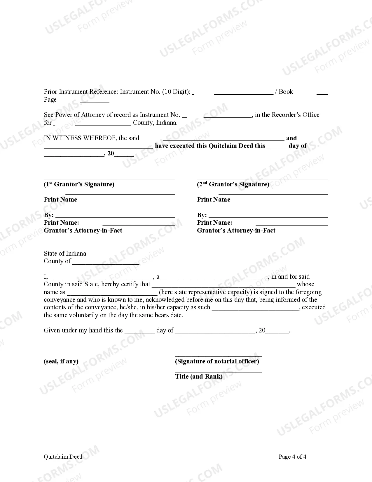 Preview Quitclaim Deed - Two Individuals, or Husband and Wife, as Grantors, both by attorney in fact, to an individual Grantee