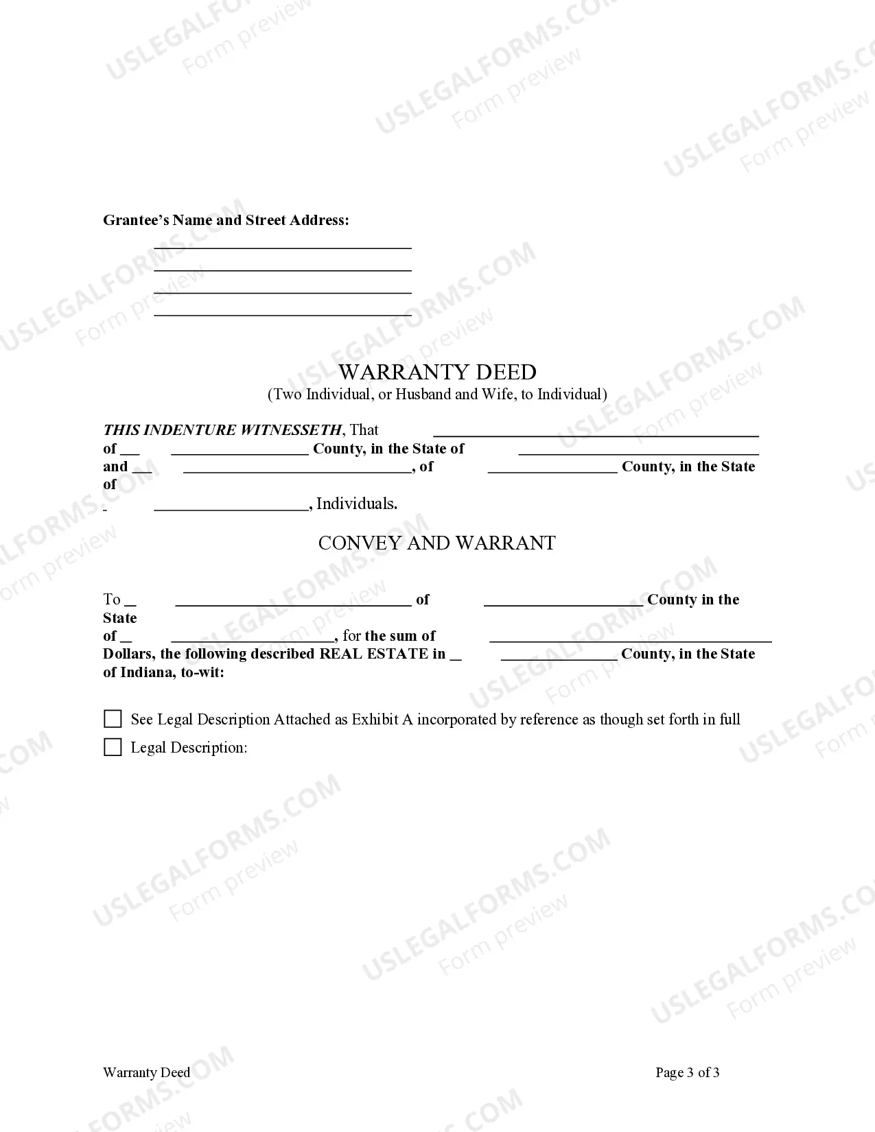 Preview Warranty Deed - Two Individuals, or Husband and Wife, as Grantors, both by attorney in fact, to an individual Grantee