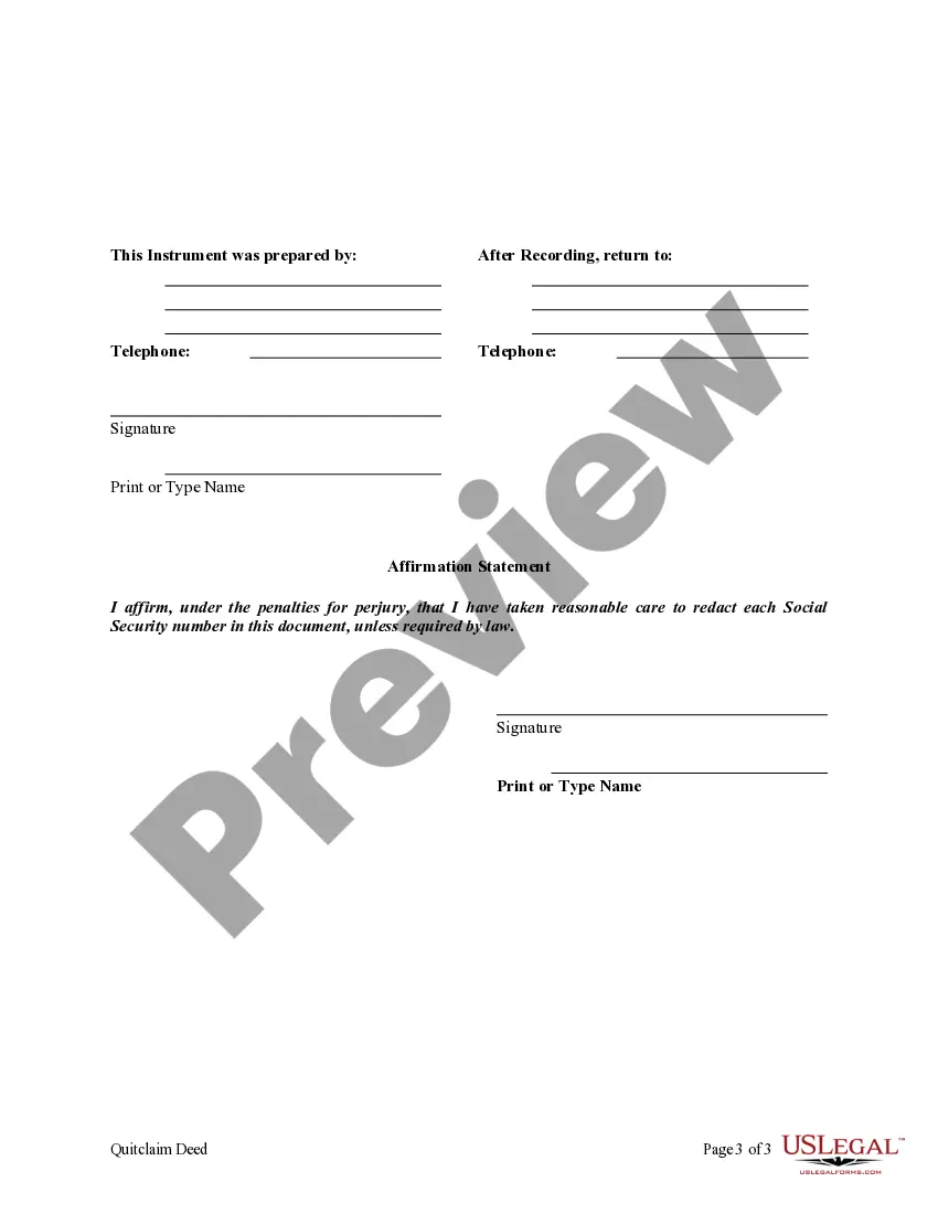 Preview Quitclaim Deed from a Trust to a Limited Liability Company