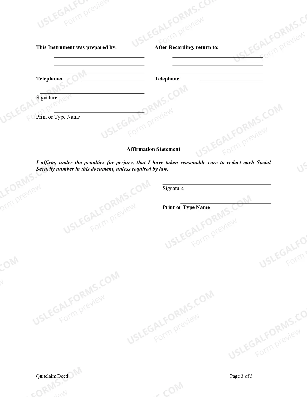 Preview Quitclaim Deed from Husband and Wife / Two Individuals to Two Individuals