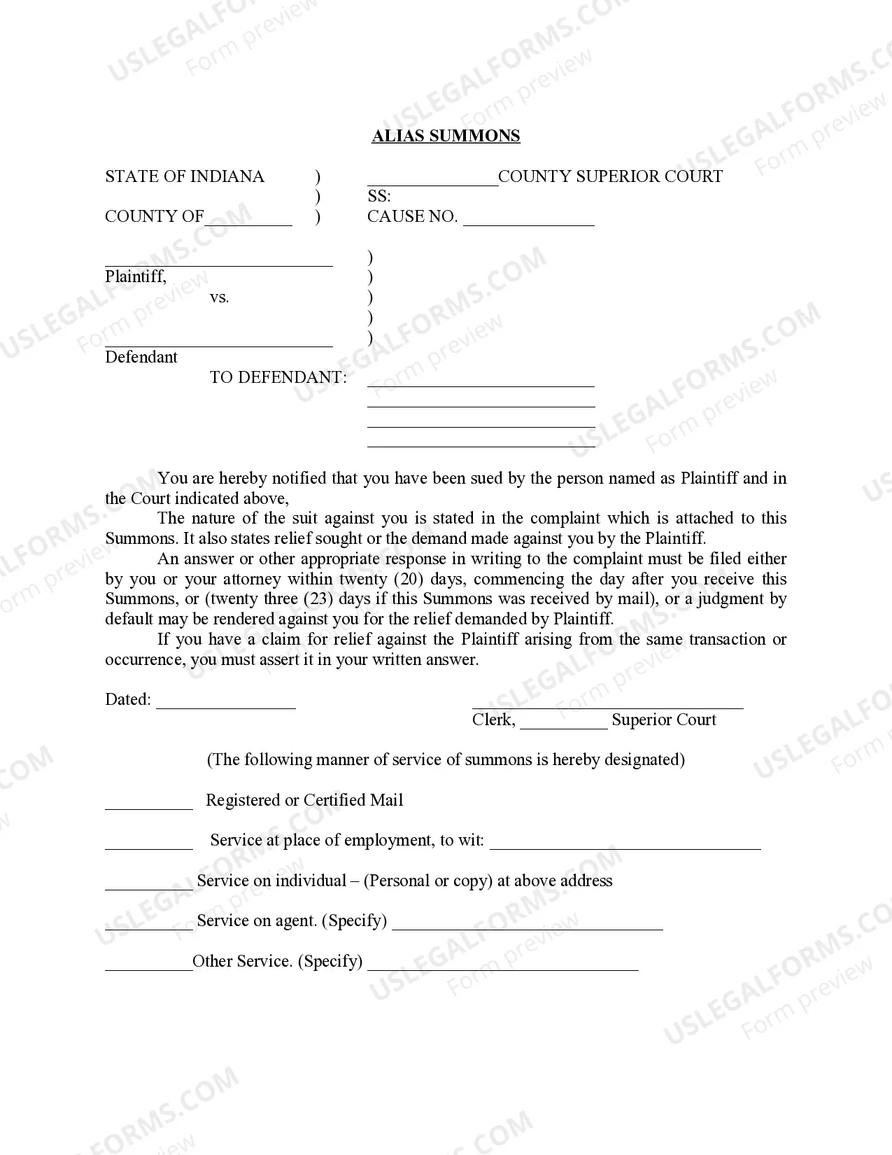 Preview Affidavit of Service