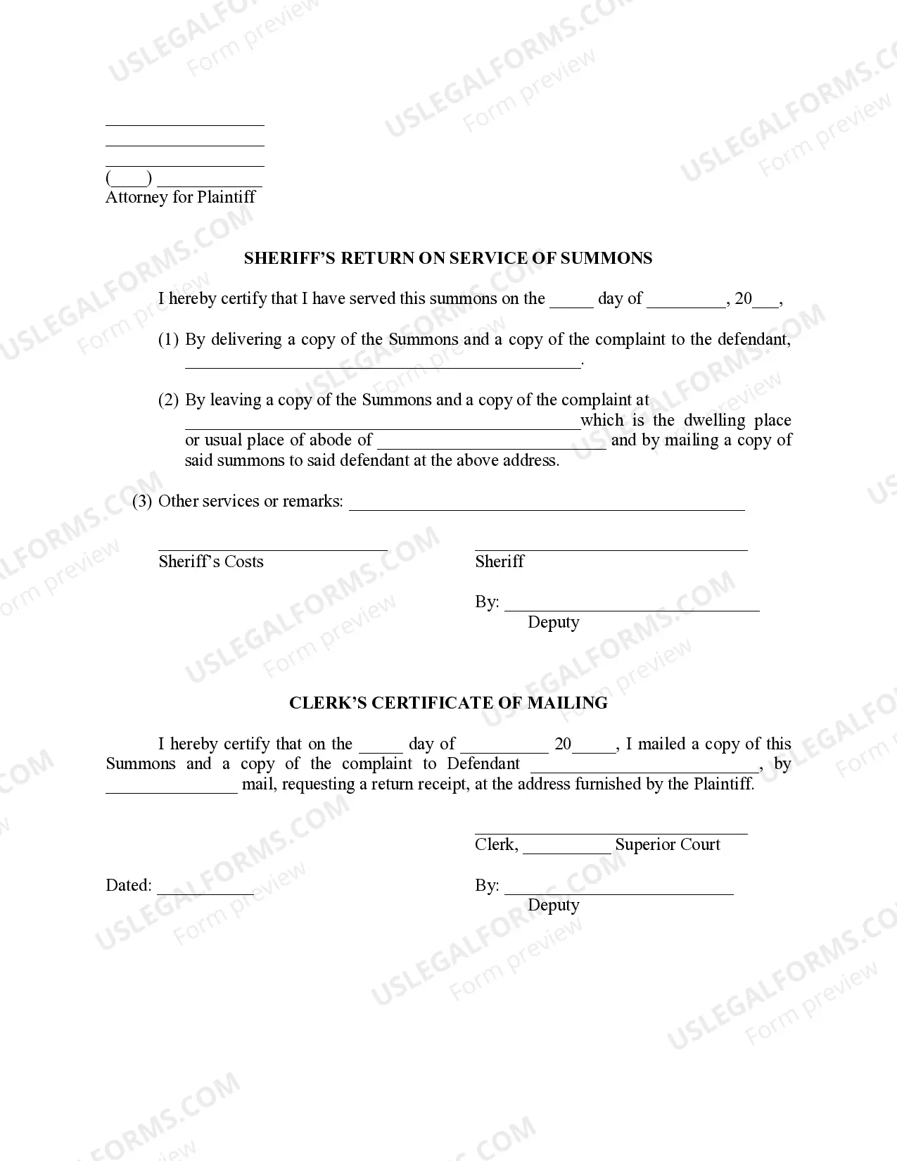 Preview Affidavit of Service