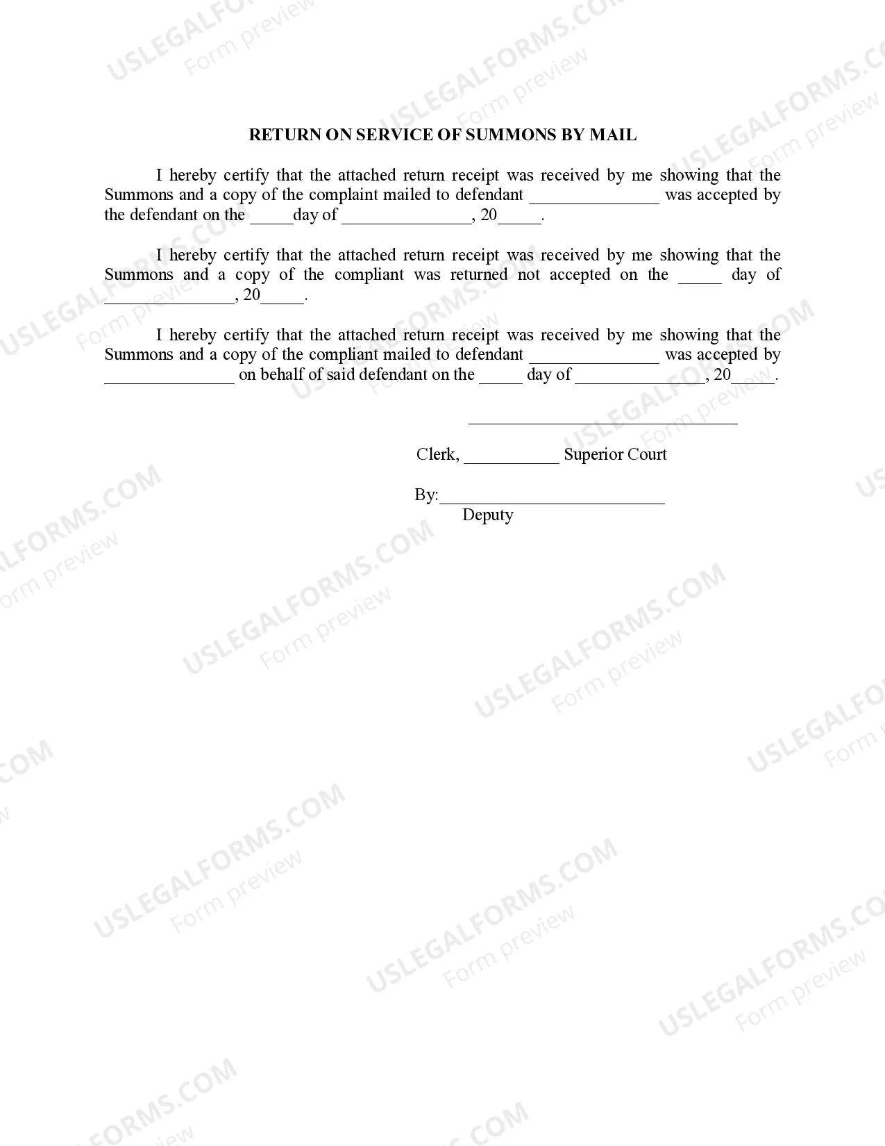 Preview Affidavit of Service